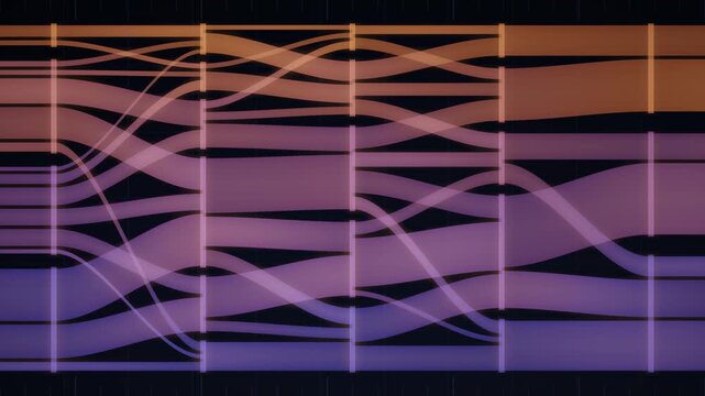 Abstract Sankey Diagram Ribbons Branching Between Layered Nodes Data Flow Visualization Seamless Loop in vibrant indigo tones
