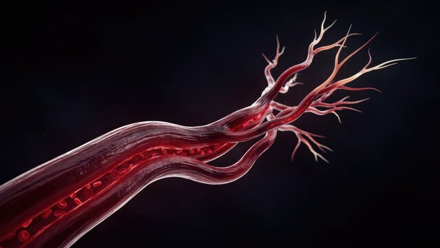 Human Blood Vessel Illustration, Detailed Arterial Network, Medical Visualization, Anatomy Concept, Scientific Diagram