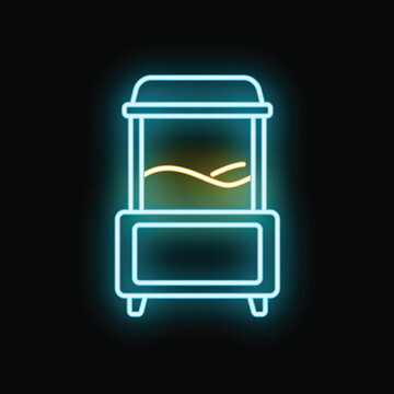 Popcorn machine glowing with colorful neon lights for snack concession stand