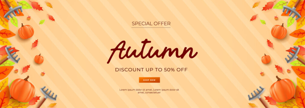Autumn Sale Special Offer Horizontal Banner Template