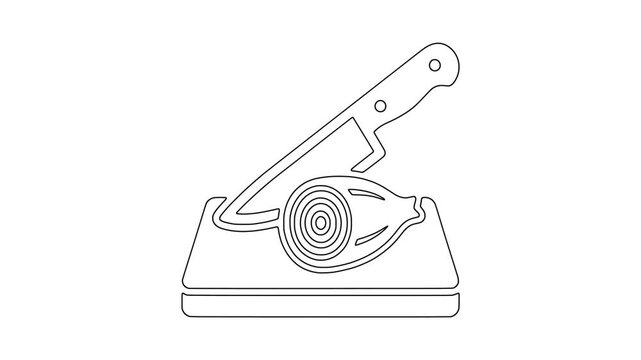 Fruit slice with knife icon animation