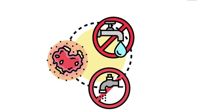Boil water emergency notice concept illustrates contaminated water from a tap, requiring boiling to ensure safety and prevent illness