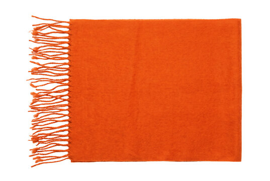 Bright orange wool scarf with fringed edges