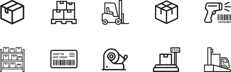 Logistics and Warehouse Management Line Icons © MOSTSONIA