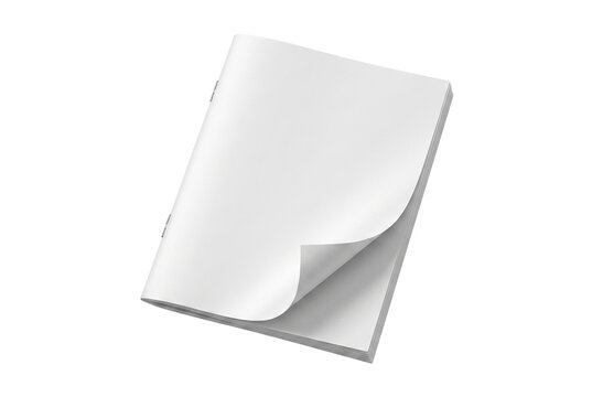 Blank White Magazine Mockup with Curled Page Corner