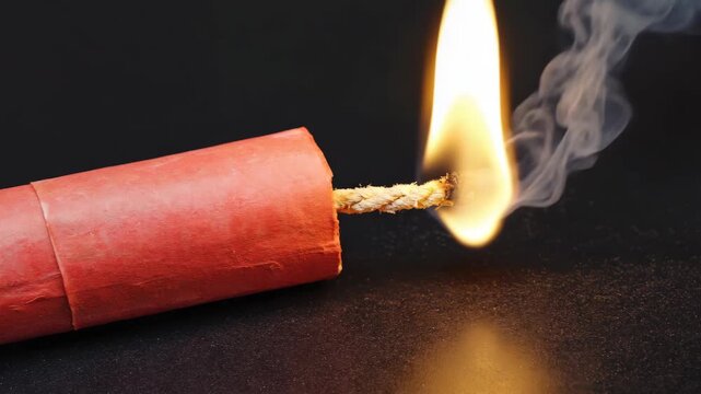 A single sparkler with a flame.