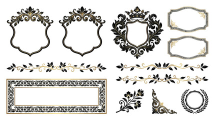 Fototapeta premium Ornate Scrollwork Frames and Borders - Vintage Decorative Elements