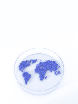 World map in petri dish, illustration