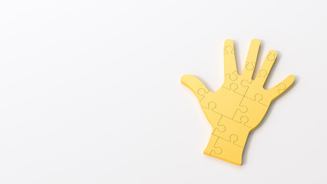 Yellow puzzle hand