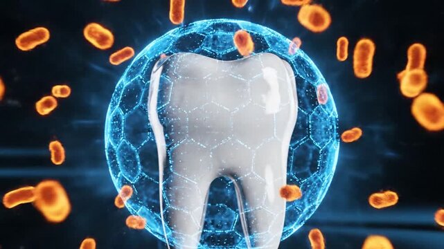 Tooth Shielded from Bacteria Attack Dental Health Protection Animation