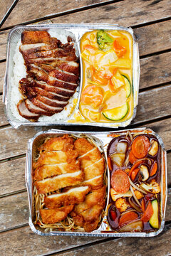 Asia food, baked duck in aluminium shell