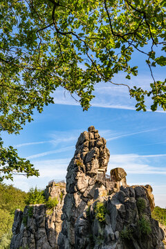 The Externsteine rock formation stands in the Teutoburg Forest