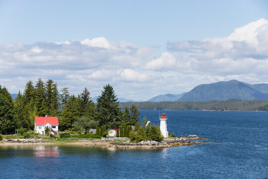 Canada, British, Columbia, Vancouver Island, Inside Passage - Port Hardy, Prince Rupert, light house at Dryad Point, Queen Charlotte Sound near Bella Bella