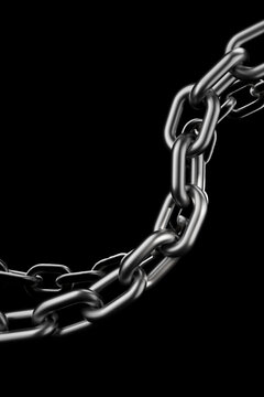 3D render of a heavy metal chain on a black background