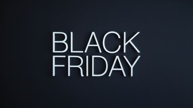 Black Friday Elegant Black Friday 3D typography on dark minimalist background for premium retail sales and high-end promotional campaigns