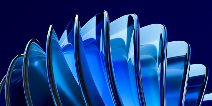 Abstract blue glass waves create a modern 3d background
