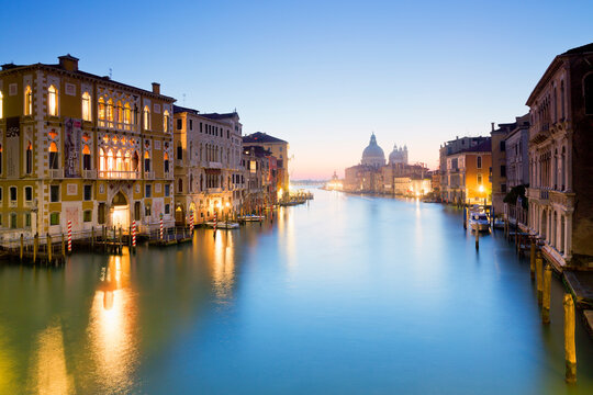 Italy, Venice, View from the Accademia bridge on the Grand Canal and the basilica Santa Maria della Salute on Dorsoduro