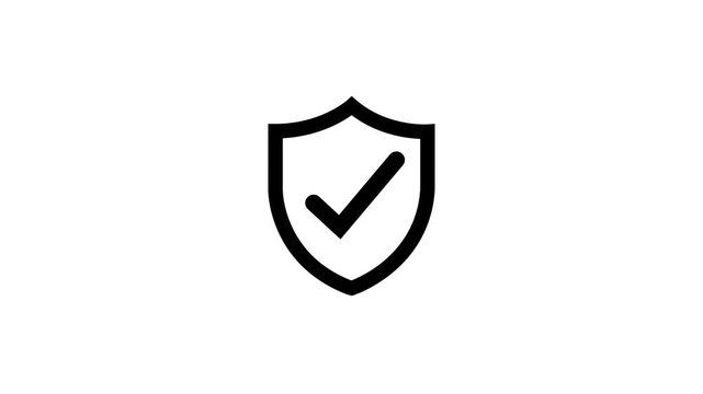 Safety line icon. Black color line icon animation. 4K video with transparent background.