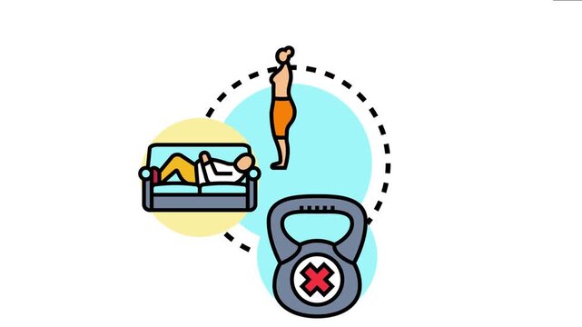 Body fat oxidation process showing a person achieving a fit physique through active lifestyle and exercise, avoiding a sedentary life and lack of physical activity