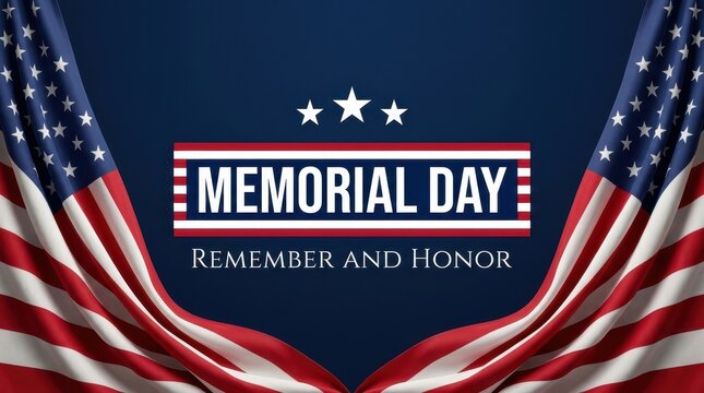 Veterans Day Memorial Day graphic with two American flags and elegant text on a deep blue background for honoring fallen heroes USA