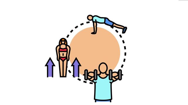 People engaging in various physical activities promoting health, wellness, and muscular development, the concept of building and maintaining bodily strength through regular exercise