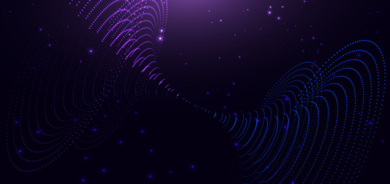 Abstract futuristic digital background featuring blue and purple glowing dots.