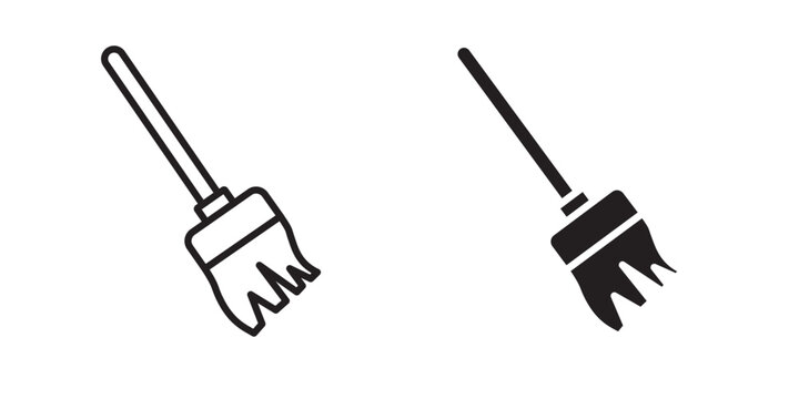 Broom icon line logos kit