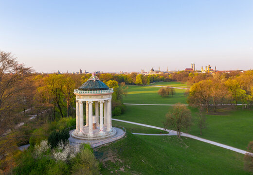 Germany, Bavaria, Munich, Aerial view of Monopteros in English Garden