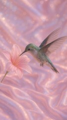 Fototapeta premium Hummingbird near pink flower