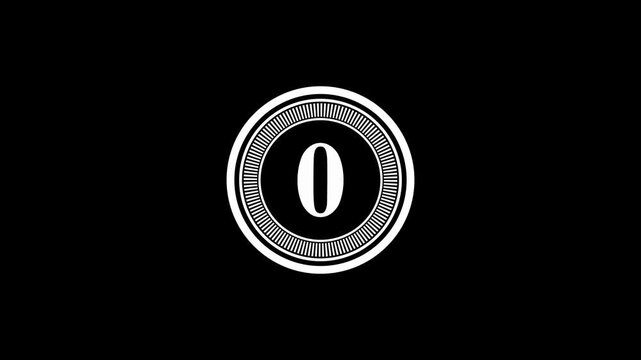 6 second countdown timer, digital circular animation from 5 to 0 seconds on black background.