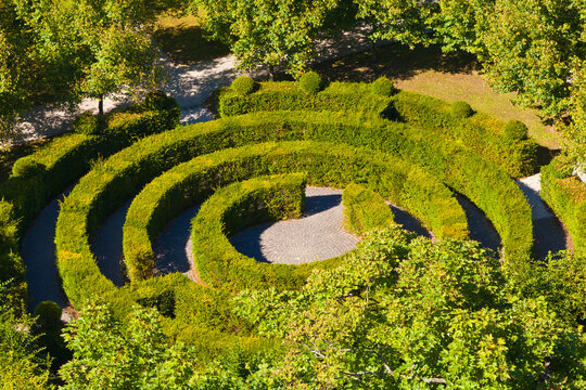 Luxembourg, View of labyrinth maze garden