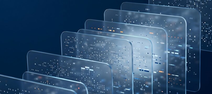 Digital data layers with abstract geometric patterns