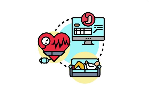 Body mass index measurement outcome linking health indicators, a sedentary lifestyle, and digital monitoring of well being, depicting medical data and physical health concepts