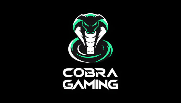 Cobra gaming esport logo mascot with glowing green accents on black background.