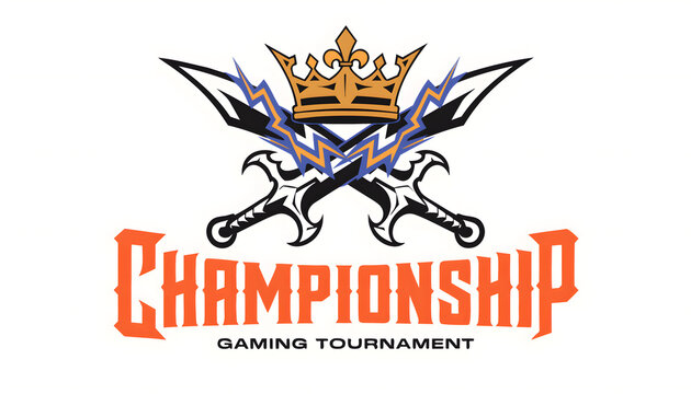 Championship gaming tournament logo featuring crossed swords and golden crown.