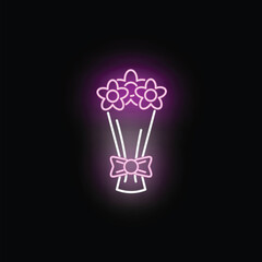 Fototapeta premium Pink glowing floral bouquet with a bow creating a sweet romantic icon