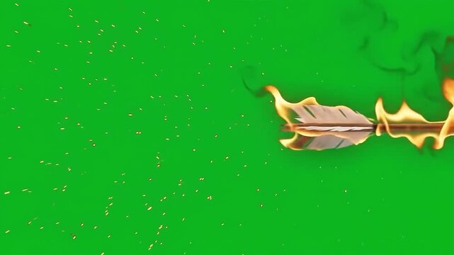 Flaming Burning Arrow Moving Right Green Screen Fire Effect Animation