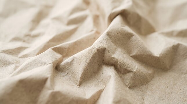 A high angle close up shot of a soft beige fabric with elegant folds and natural shadows creating a minimalist and calm