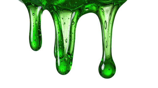 Green Liquid Dripping with Drops PNG Isolated on a transparent background