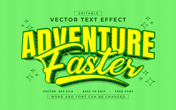 Adventure Faster 3D editable text effect style - Premium Vector