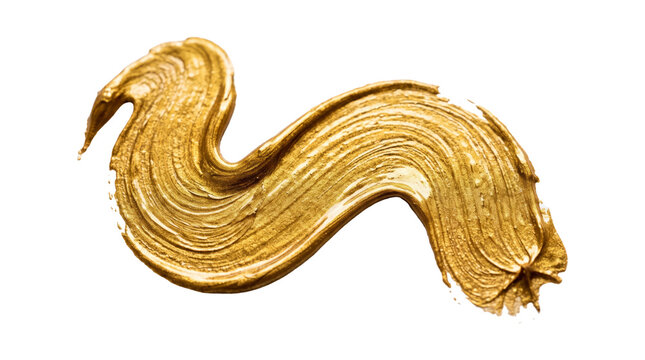Golden Metallic Paint Brush Stroke Abstract Swirl.