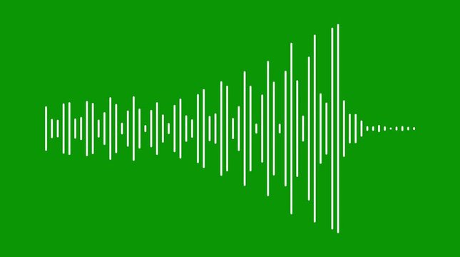 White music waveform animation on green background, digital audio spectrum visualizer, futuristic sound frequency waves, dynamic equalizer lines, abstract music visualization 4k