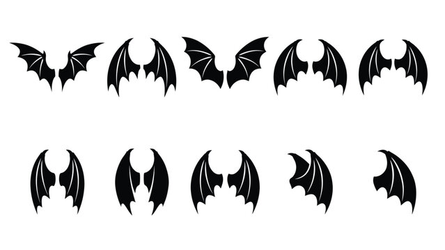 Collection of different types of stylized bat wings