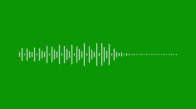 Dynamic white audio visualizer on green background, music sound wave animation, digital frequency spectrum, futuristic waveform oscillation, abstract equalizer lines 4k