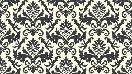 Fototapeta premium Elegant Vintage Botanical Ornament Flock Damask Background with Symmetrical Floral Motif Design