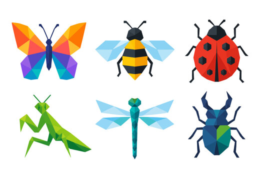 Vibrant Geometric Insect Collection Set