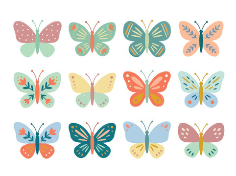 Colorful butterfly vector illustrations