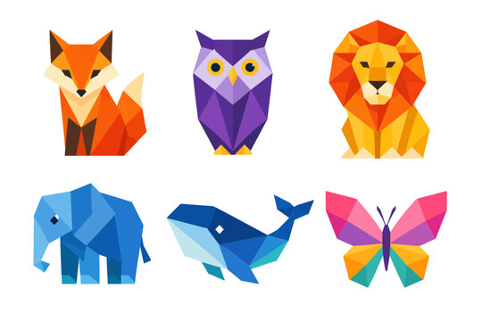 Geometric Animals Collection Vector Illustrations