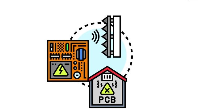 Block structure breakdown concept data processing, digital security threats, and problematic materials like polychlorinated biphenyls, visualizing complex system vulnerabilities
