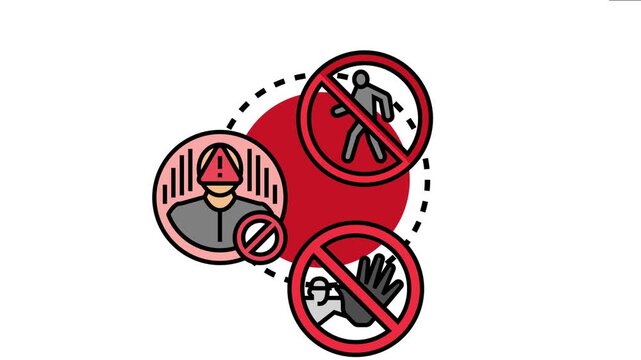 Blocked access concept featuring three prohibition signs symbolizing restricted entry, forbidden people, and denial of information, representing security and privacy concerns